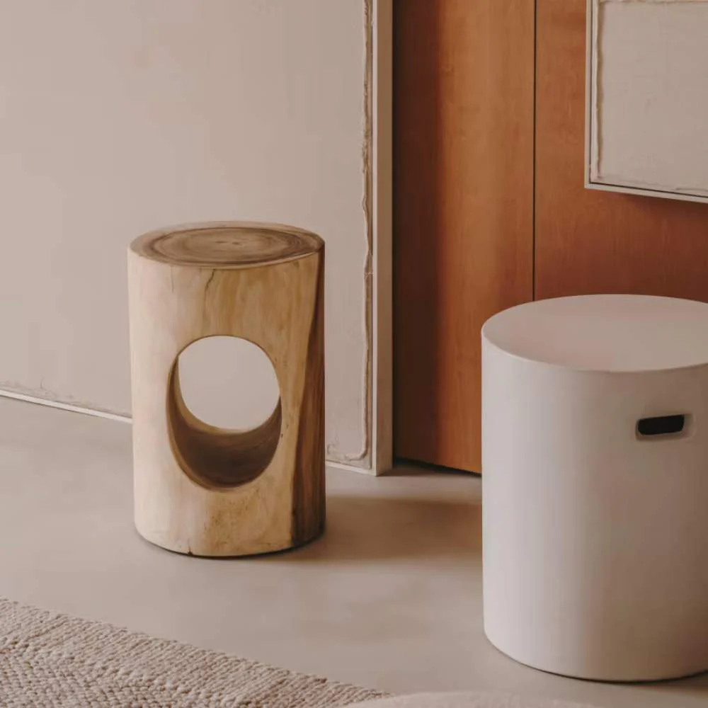Kave Home Aiguablava Footrest in White Cement, Ø 37 cm - Image 5