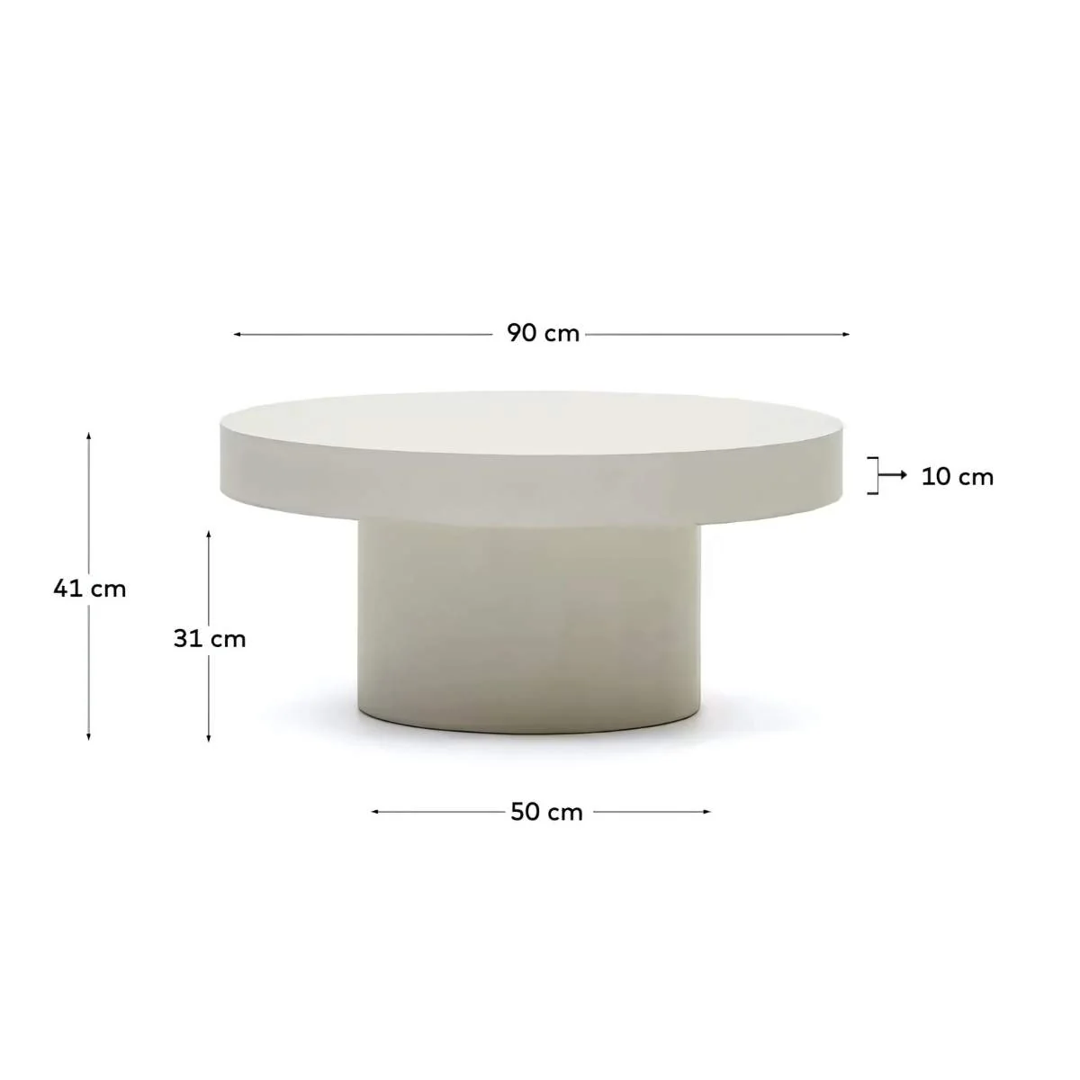 Kave Home Aiguablava Round Coffee Table In White Cement - Image 10