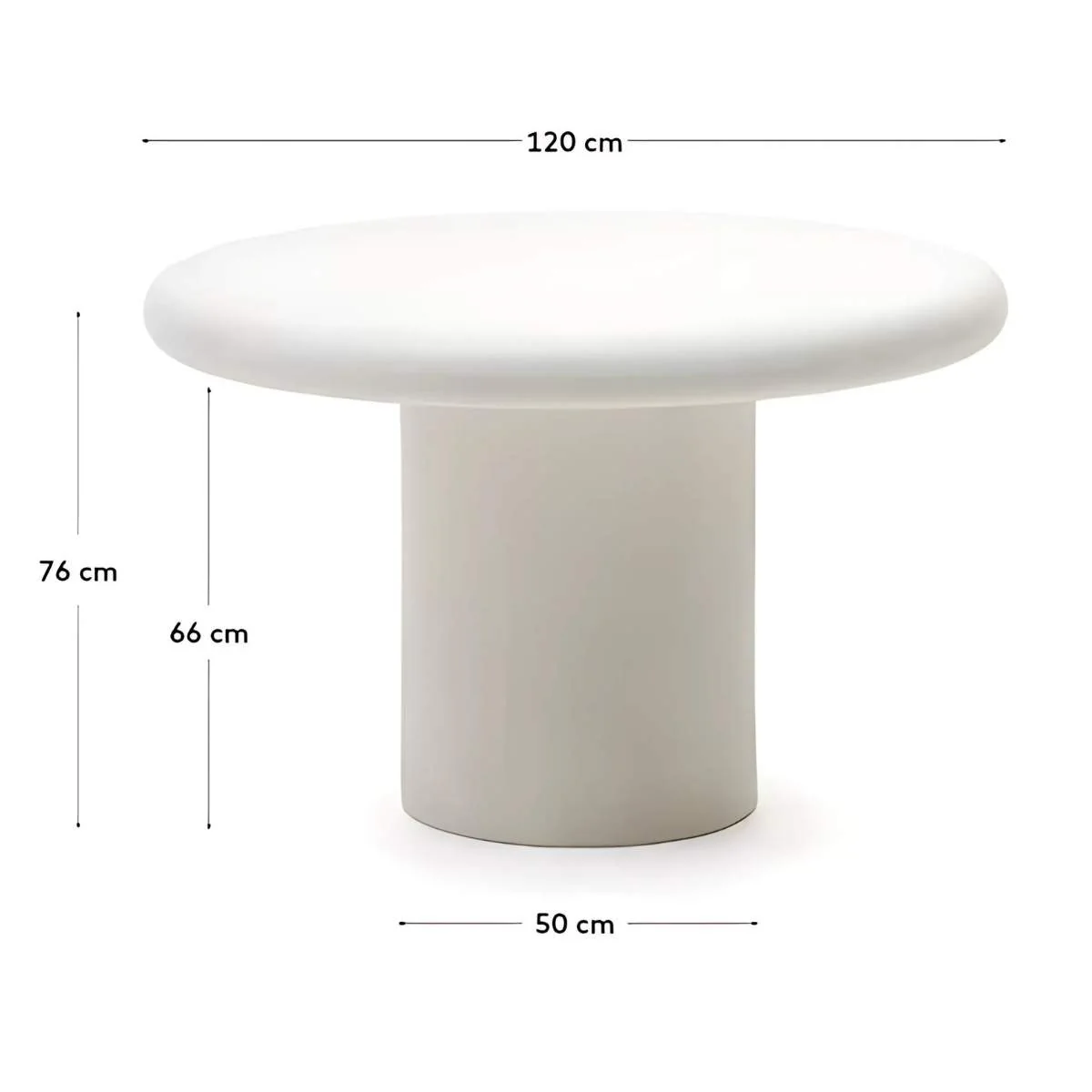 Kave Home Addaia Round Table Made Of White Cement - Image 6
