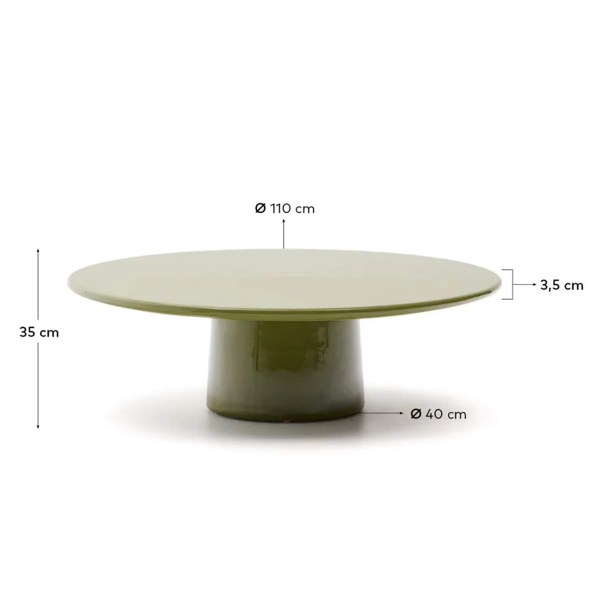 Kave Home Albanella coffee table in cement with glossy green finish Ø110cm - Image 10