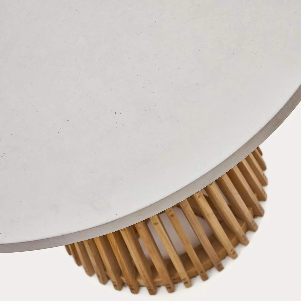 Kave Home Alcaufar round outdoor table made of solid teak wood and grey cement Ø 90 cm - Image 3