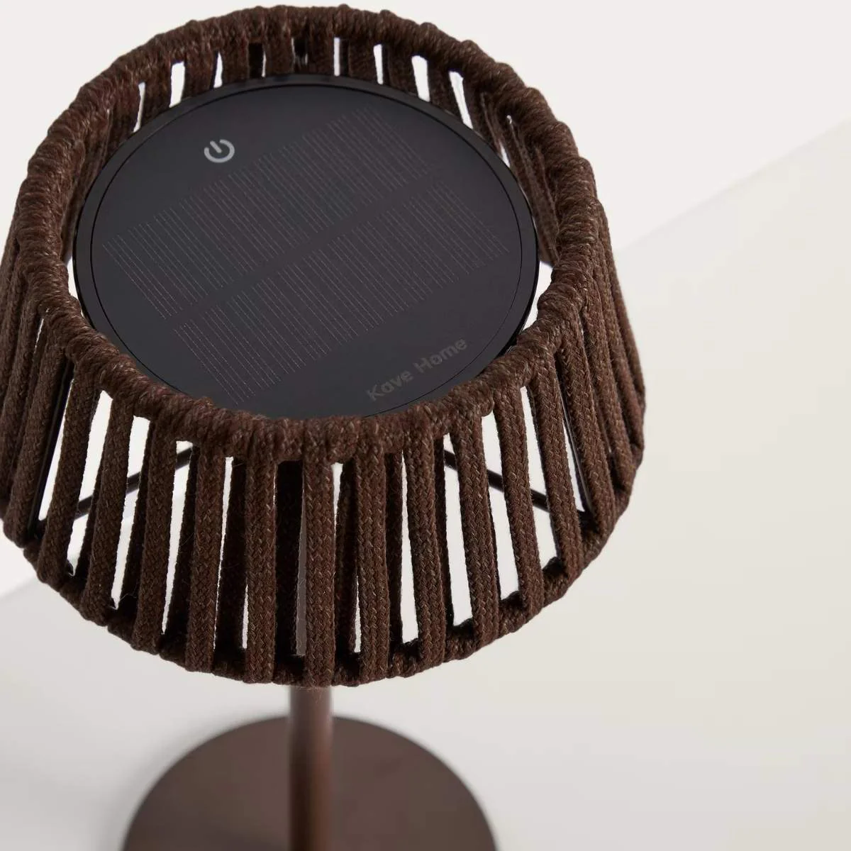 Kave Home Aldet outdoor solar table lamp in terracotta flat rope cord with metal stand - Image 15