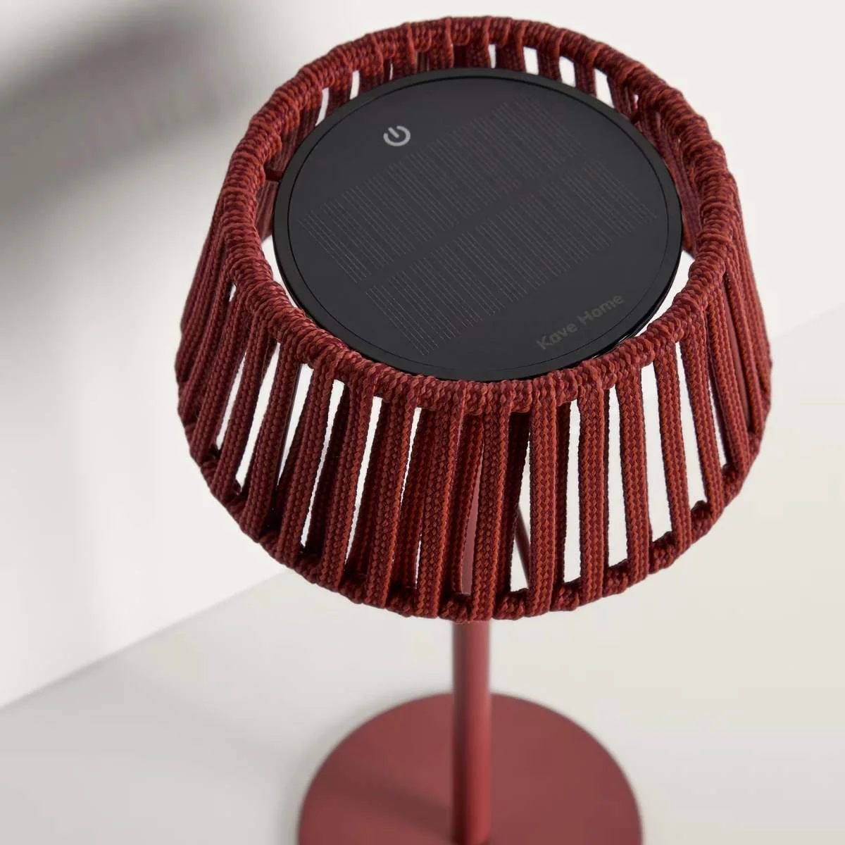 Kave Home Aldet outdoor solar table lamp in terracotta flat rope cord with metal stand - Image 7