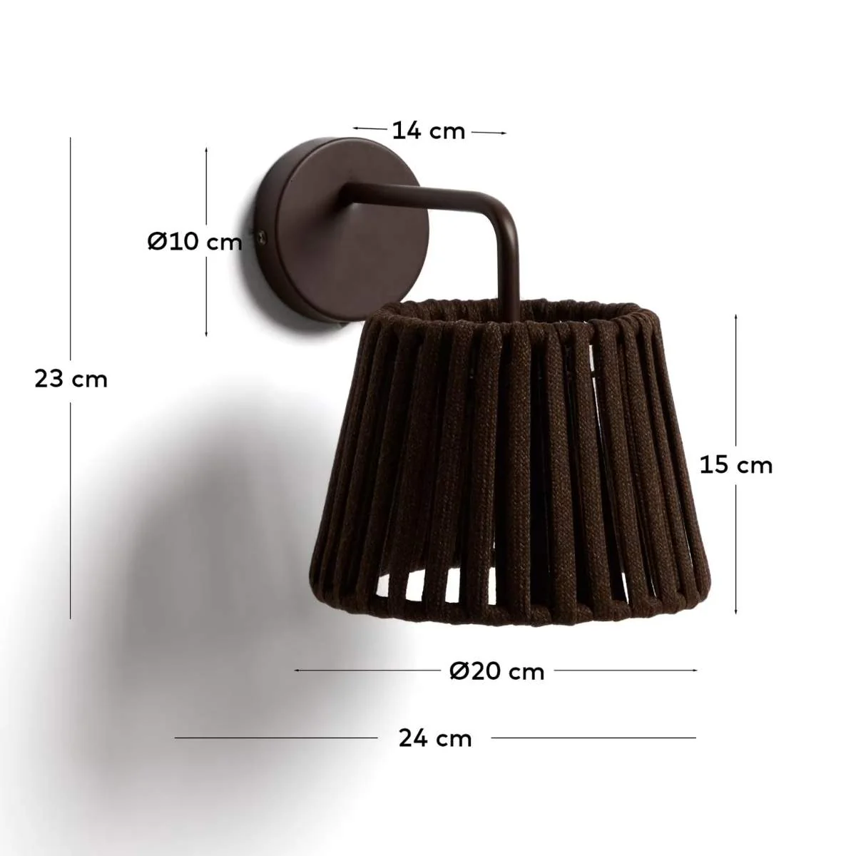 Kave Home Aldet terracotta outdoor wall light in flat rope cord and metal - Image 11