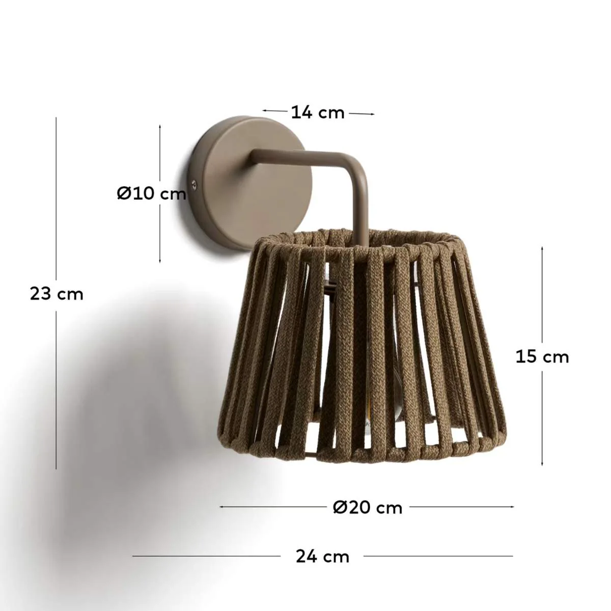 Kave Home Aldet terracotta outdoor wall light in flat rope cord and metal - Image 9