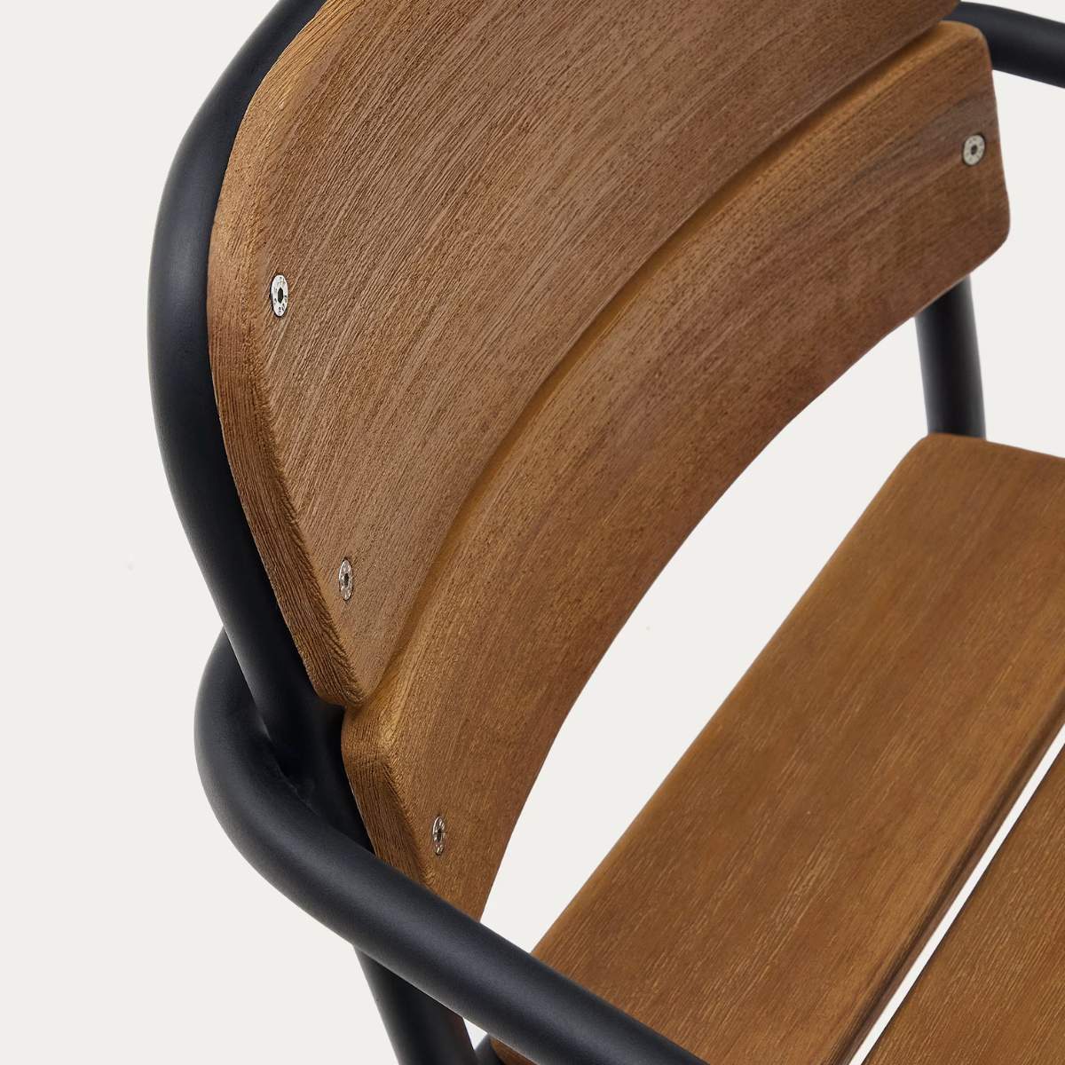 Kave Home Algueret Stool Solid Eucalyptus Wood Natural Finish and Black Aluminum 65 cm FSC 100% - Image 7