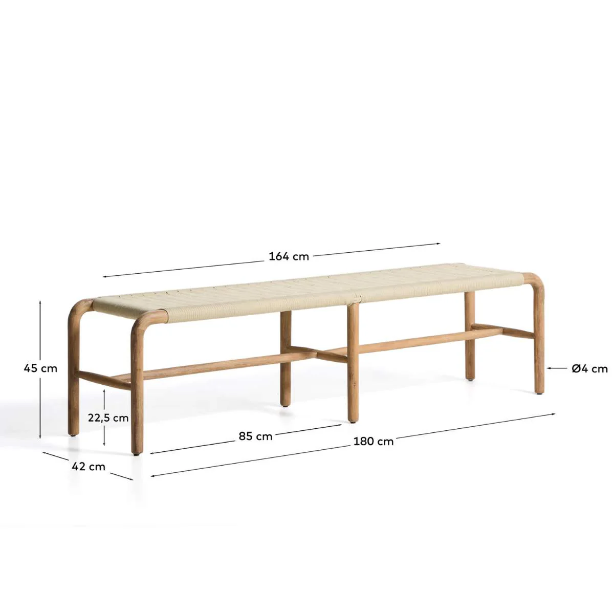 Kave Home Alipa bench in FSC 100% solid acacia wood and dark grey rope cord 200 cm - Image 12