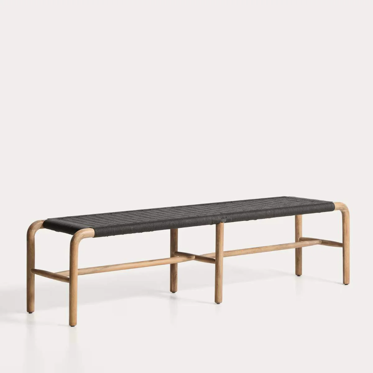Kave Home Alipa bench in FSC 100% solid acacia wood and dark grey rope cord 200 cm - Image 3