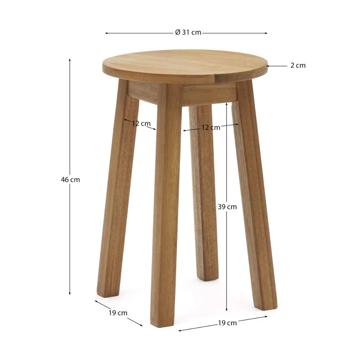 Kave Home Amel outdoor footrest made from solid acacia wood FSC 100%. - Image 4
