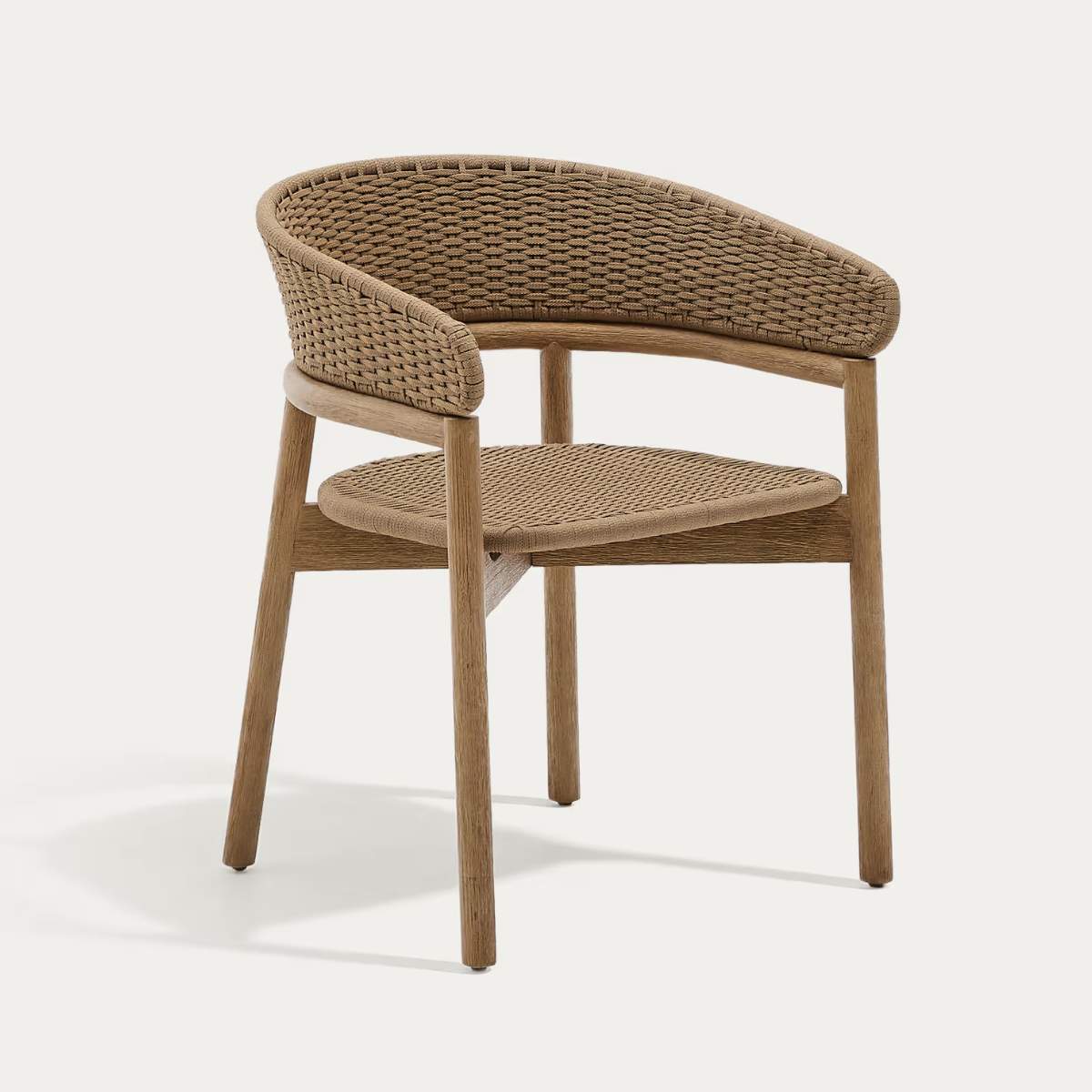 Kave Home Arinella chair in FSC 100% solid acacia wood with natural finish and beige rope cord
