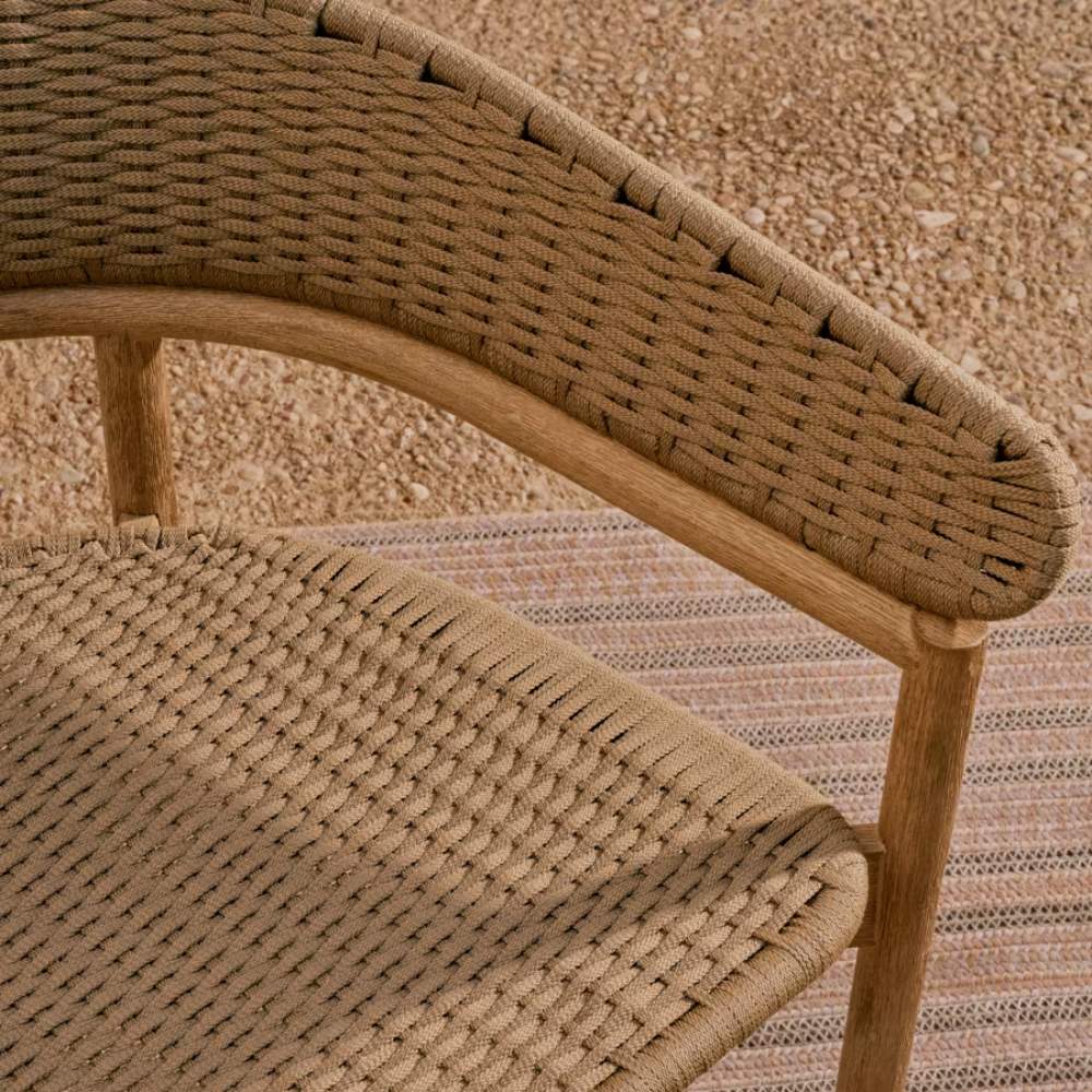 Kave Home Arinella 3-Seater Sofa in FSC 100% Solid Acacia Wood with Natural Finish and Beige Rope Cord 167 cm - Image 8