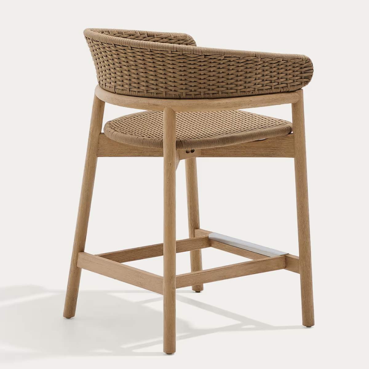 Kave Home Arinella stool in FSC 100% solid acacia wood with natural finish and beige rope cord 65cm - Image 3