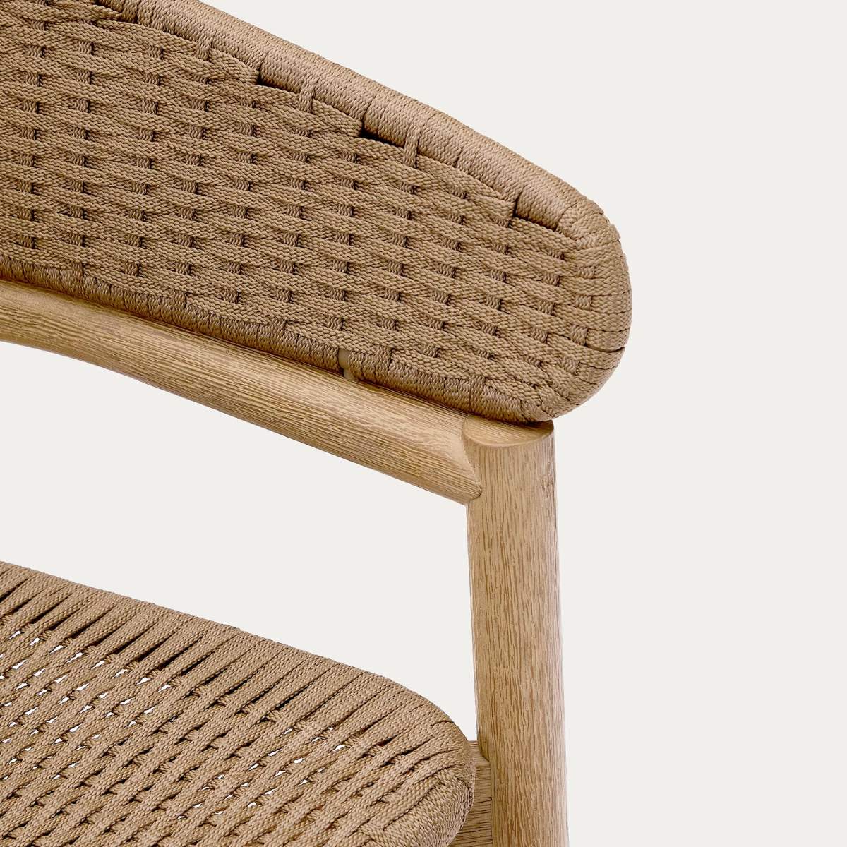 Kave Home Arinella stool in FSC 100% solid acacia wood with natural finish and beige rope cord 65cm - Image 6