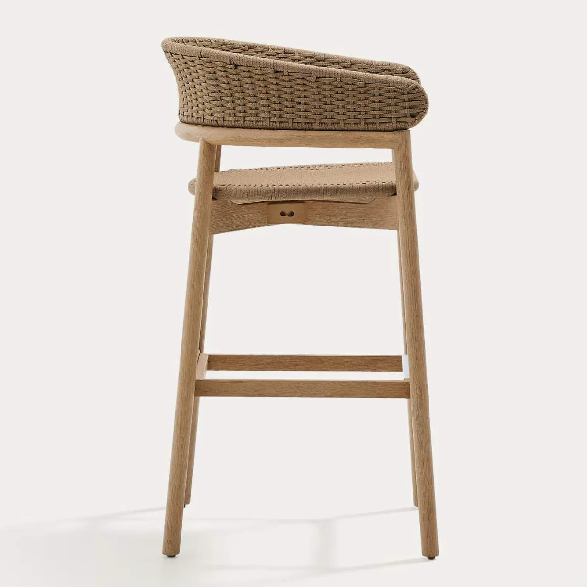 Kave Home Arinella stool in FSC 100% solid acacia wood with natural finish and beige rope cord 75cm - Image 2