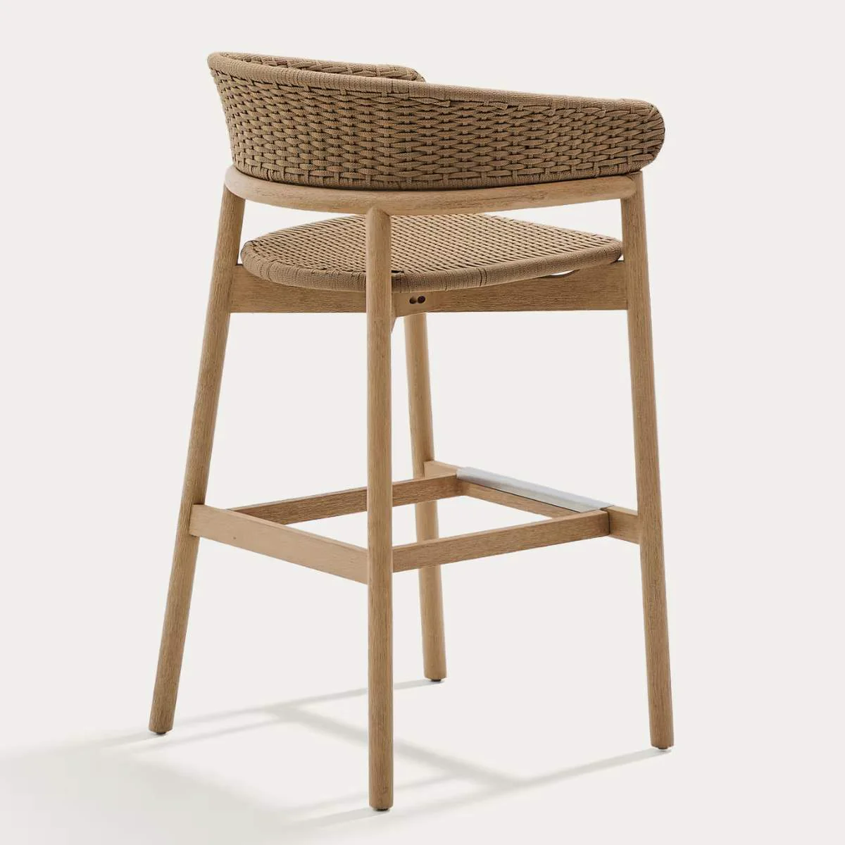 Kave Home Arinella stool in FSC 100% solid acacia wood with natural finish and beige rope cord 75cm - Image 3