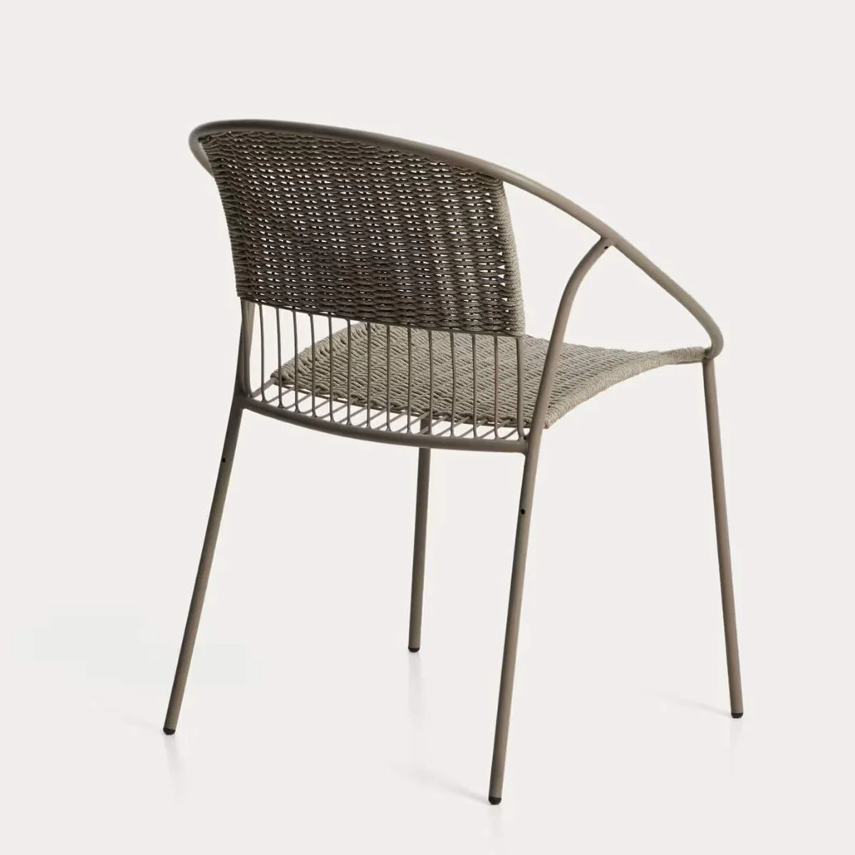 Kave Home Atrani stackable outdoor chair in galvanised steel and green rope - Image 10
