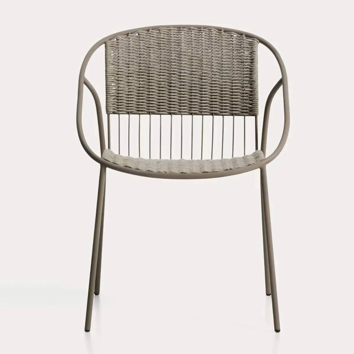 Kave Home Atrani stackable outdoor chair in galvanised steel and green rope - Image 11