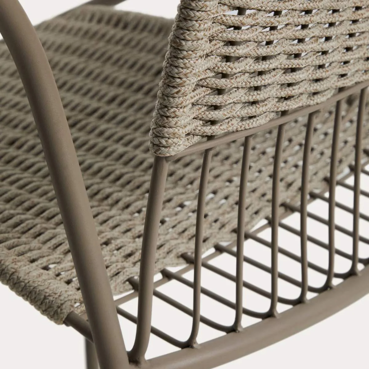 Kave Home Atrani stackable outdoor chair in galvanised steel and green rope - Image 14
