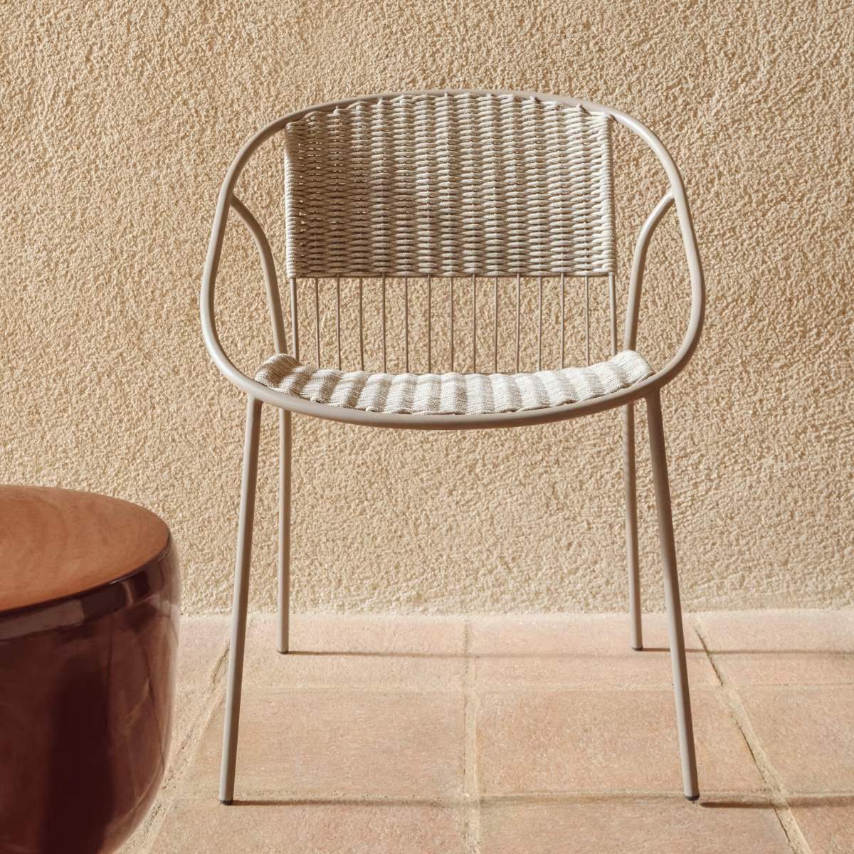 Kave Home Atrani stackable outdoor chair in galvanised steel and green rope - Image 18