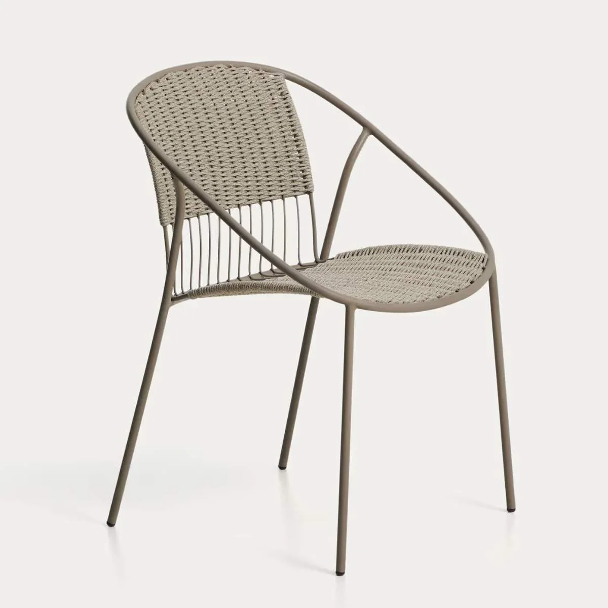 Kave Home Atrani stackable outdoor chair in galvanised steel and green rope - Image 2