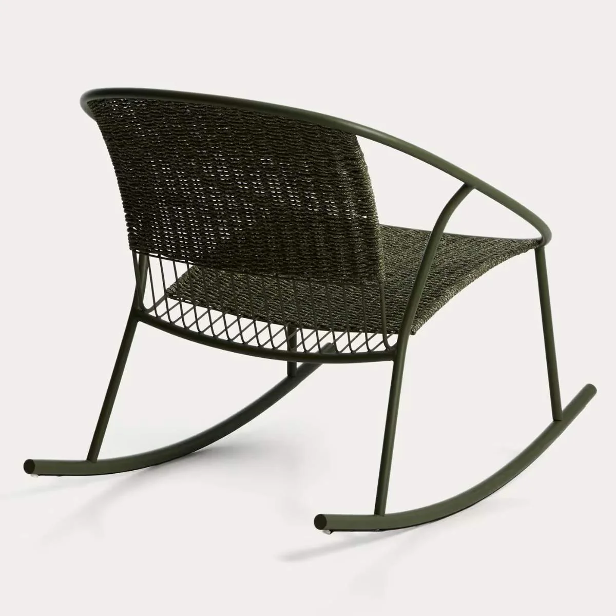 Kave Home Atrani rocking chair in galvanized steel and green rope - Image 4