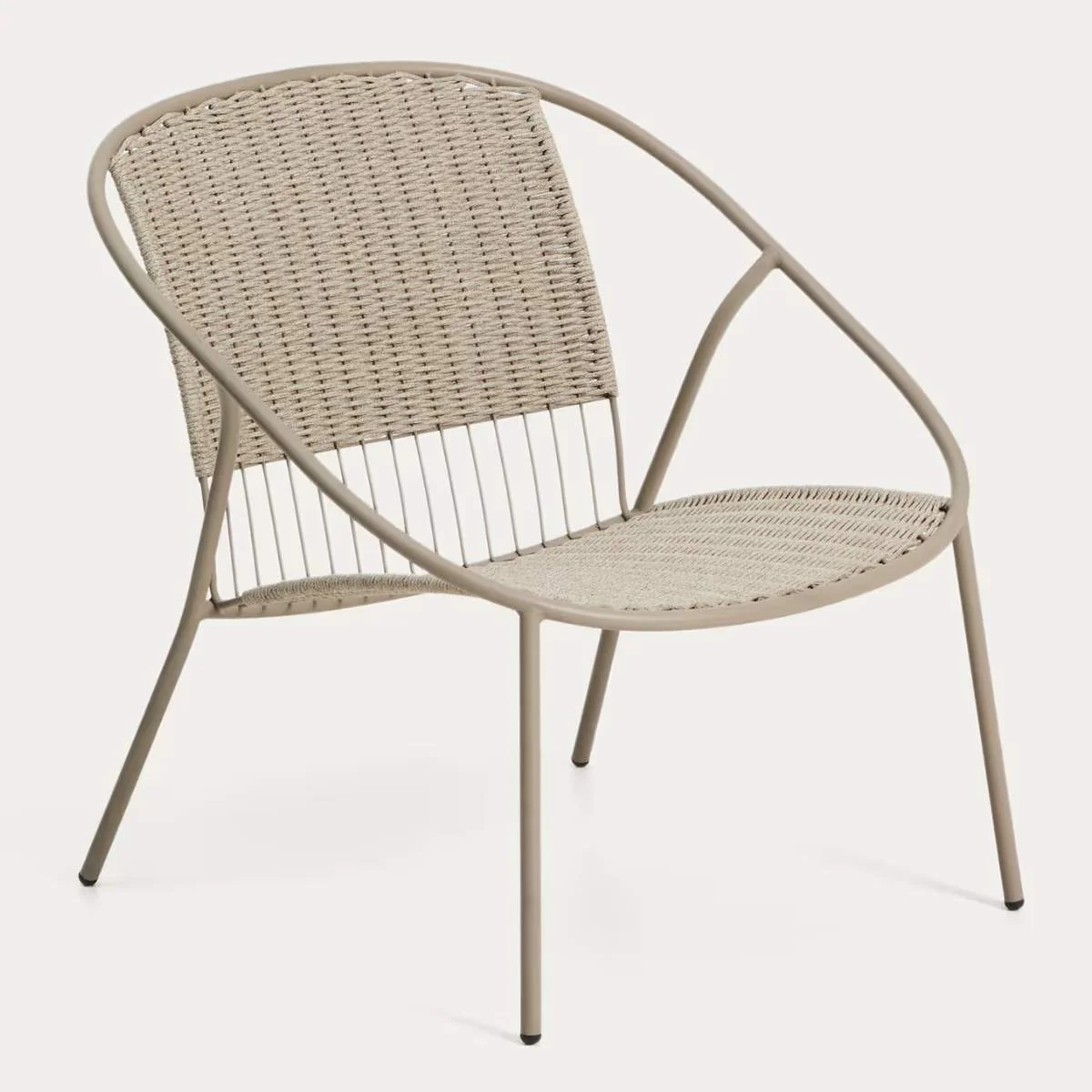 Kave Home Atrani stackable armchair in galvanized steel and green rope - Image 2