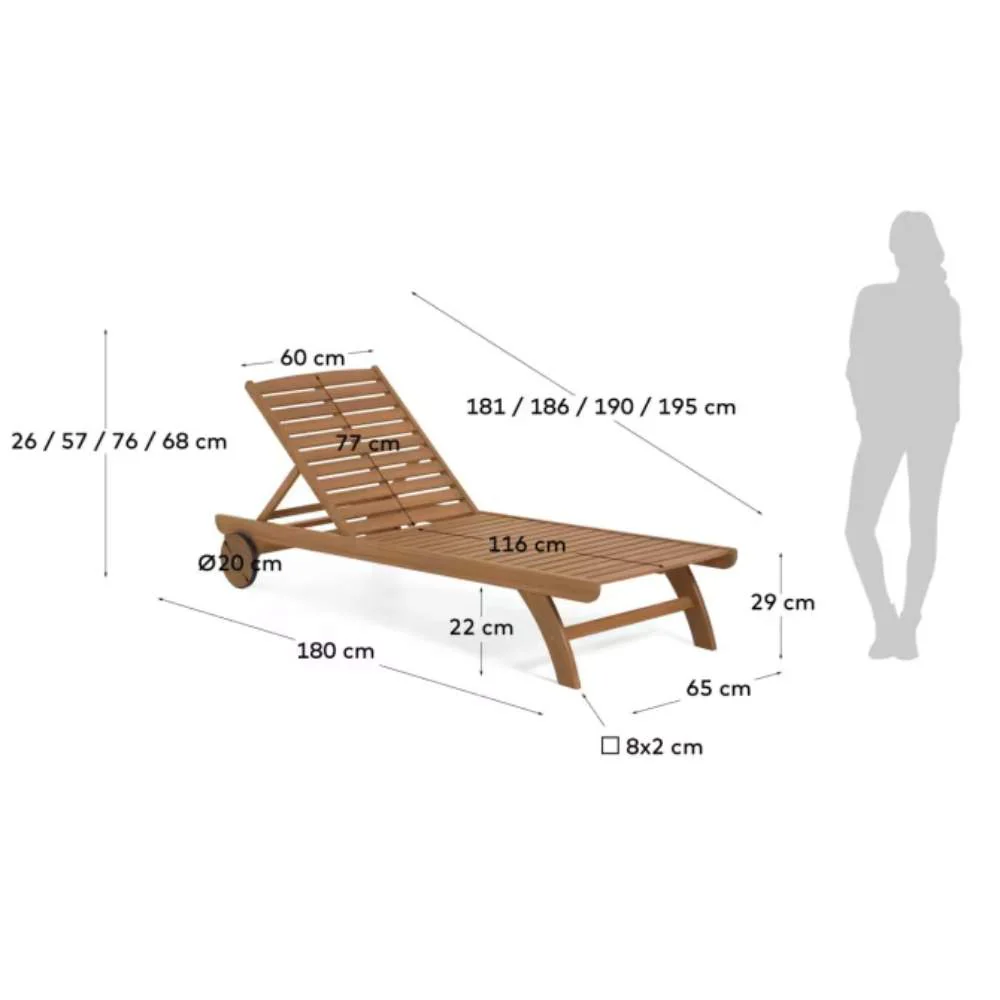 Kave Home Beila solid Eucalyptus Wood Outdoor Sun Lounger, FSC 100% - Image 11