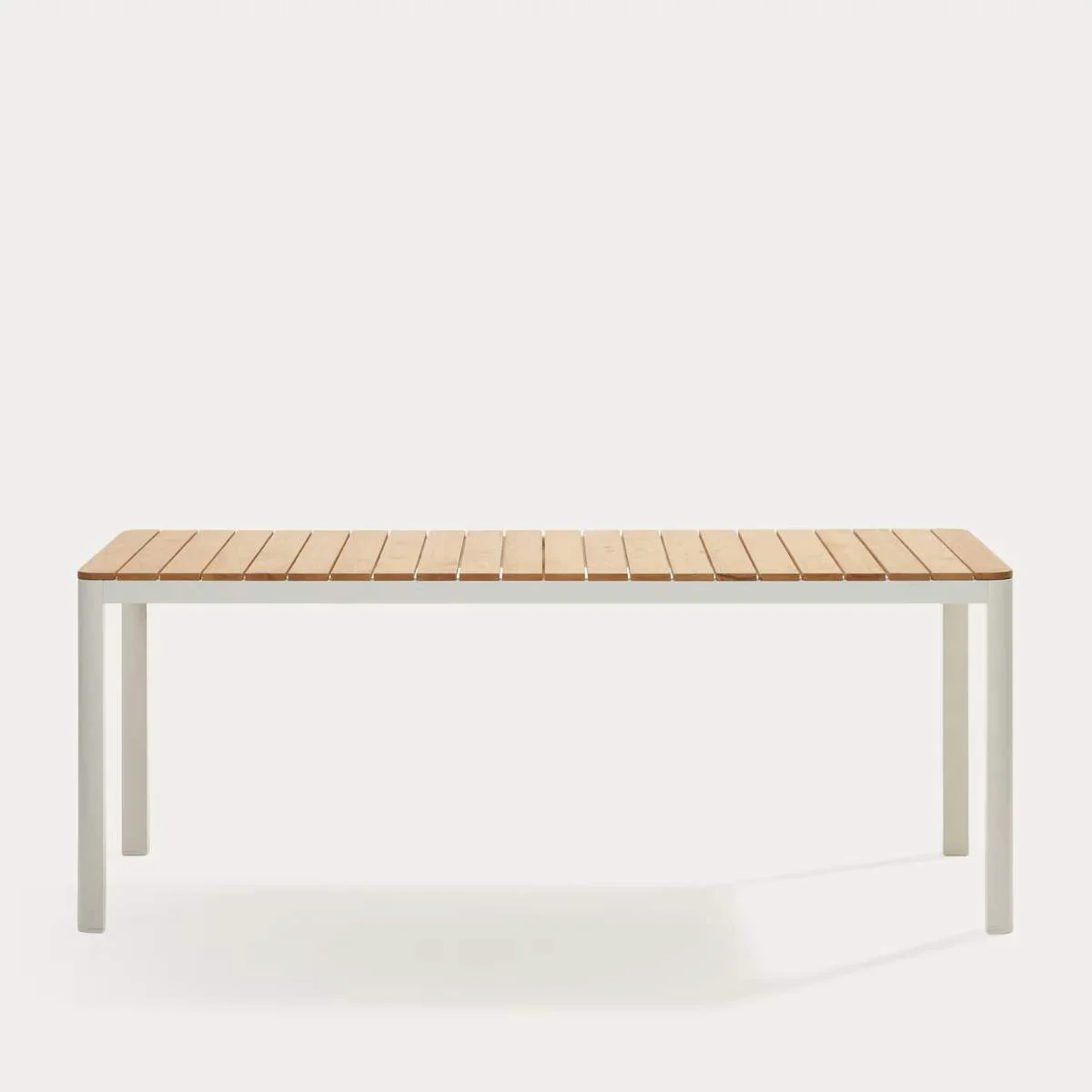 Kave Home Bona aluminium and solid teak table, 100% outdoor suitable with white finish, 160 x 90 cm - Image 2