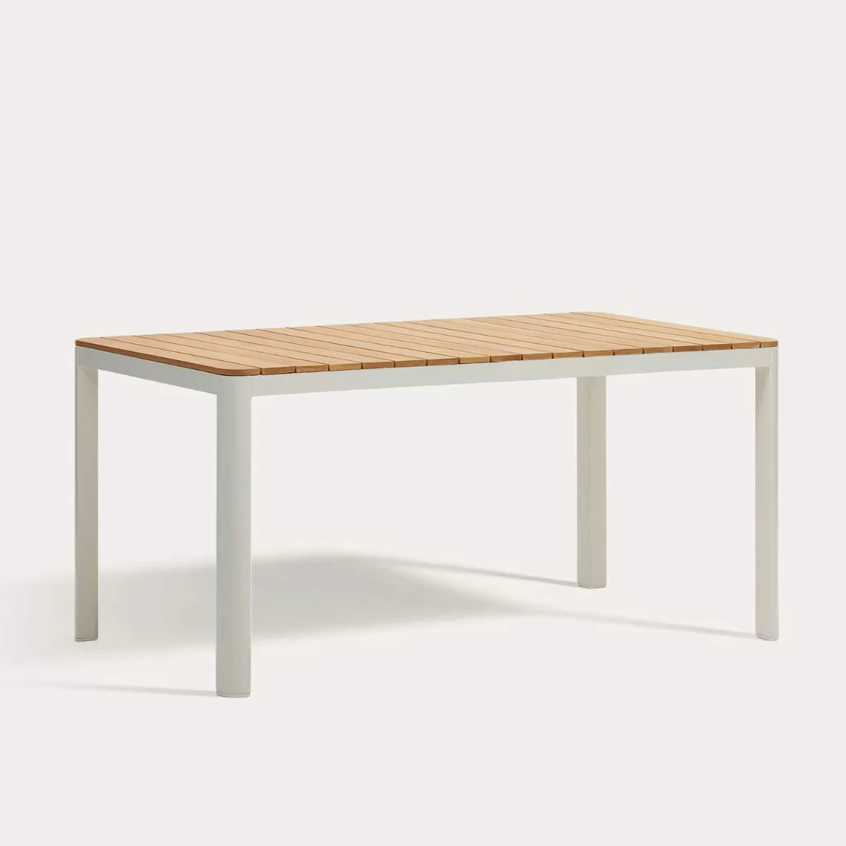 Kave Home Bona aluminium and solid teak table, 100% outdoor suitable with white finish, 160 x 90 cm - Image 3