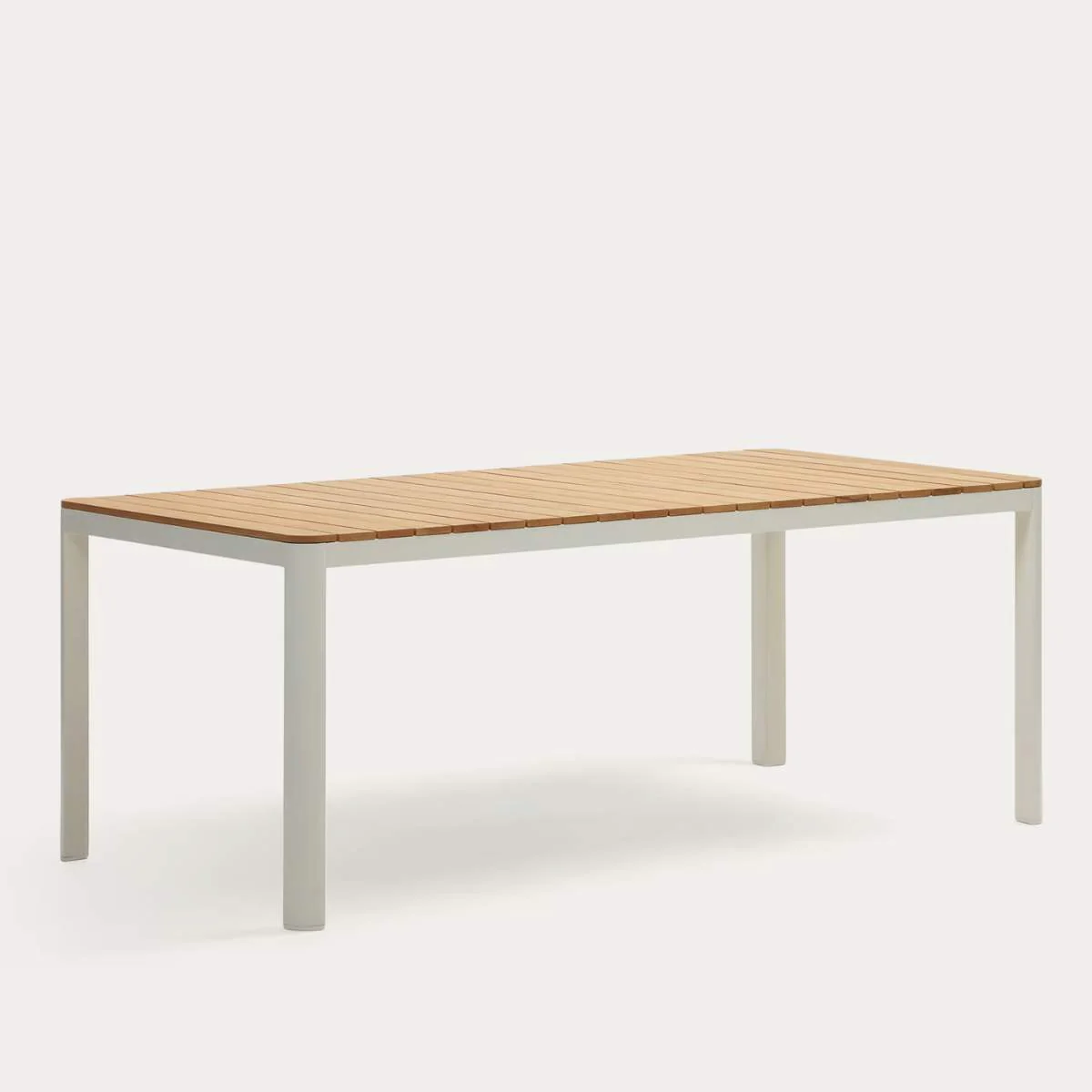 Kave Home Bona aluminium and solid teak table, 100% outdoor suitable with white finish, 160 x 90 cm - Image 4