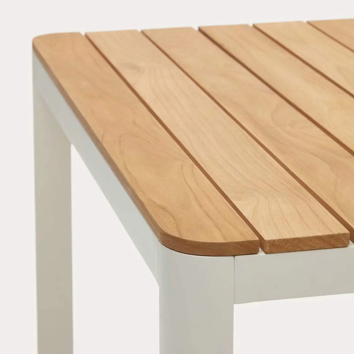 Kave Home Bona aluminium and solid teak table, 100% outdoor suitable with white finish, 160 x 90 cm - Image 5
