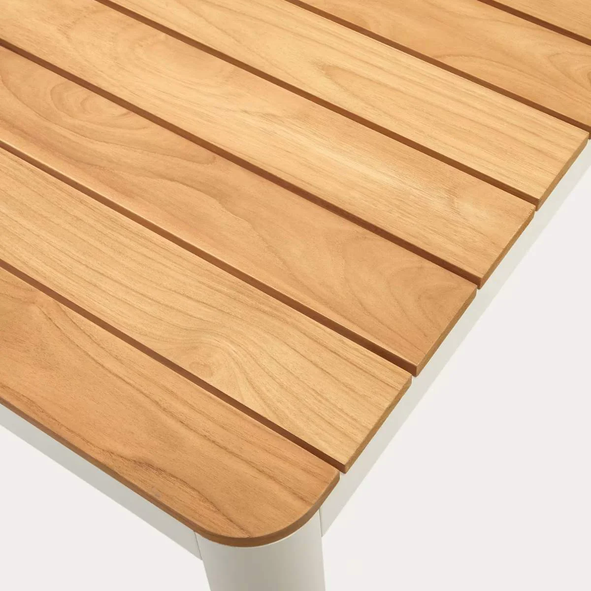 Kave Home Bona aluminium and solid teak table, 100% outdoor suitable with white finish, 160 x 90 cm - Image 6