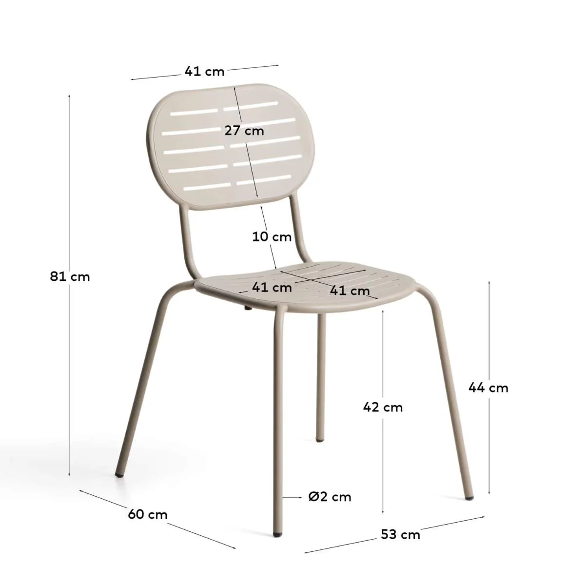 Kave Home Brai stackable outdoor chair in burgundy galvanised steel - Image 18