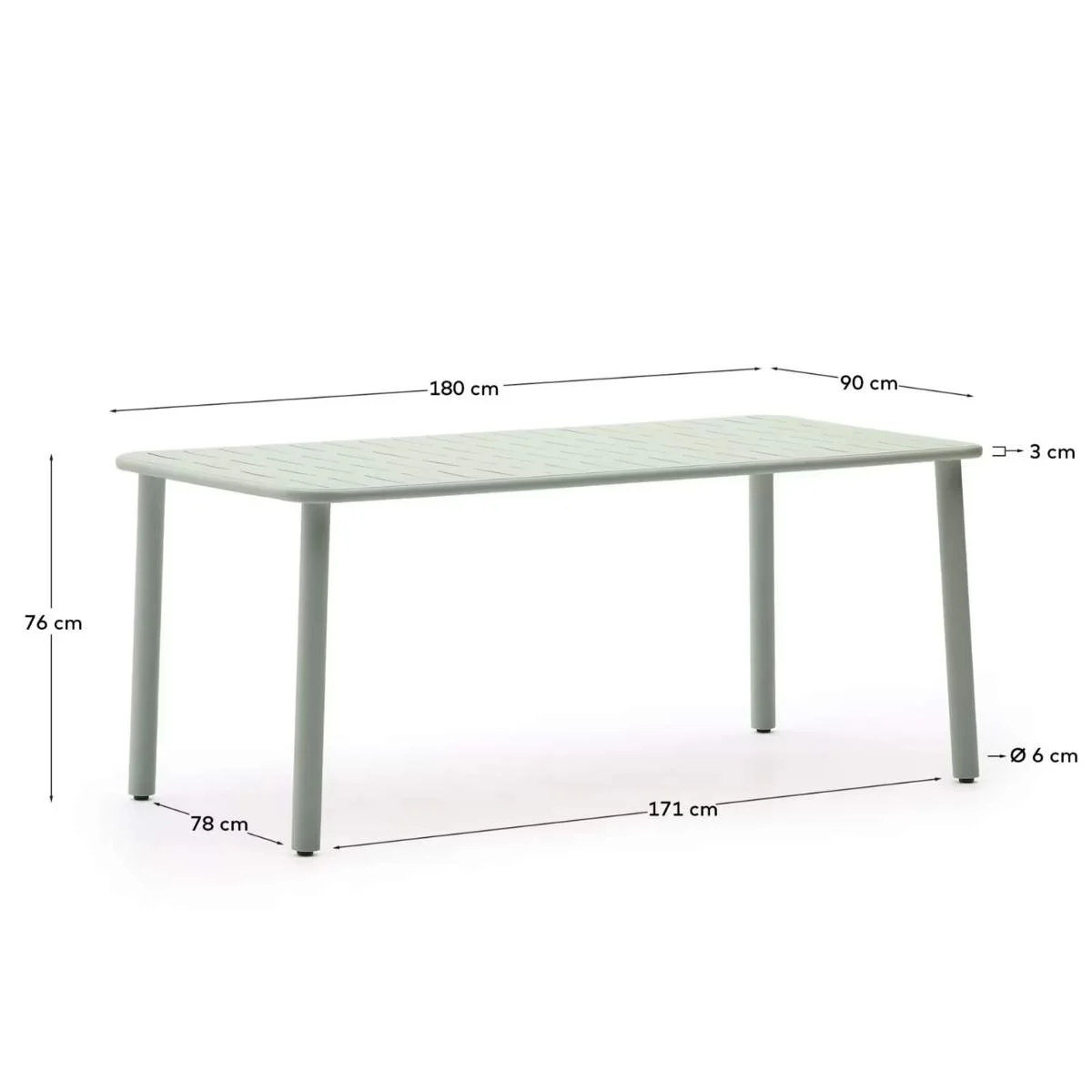 Kave Home Brai outdoor table in taupe galvanised steel 180 x 90cm - Image 13