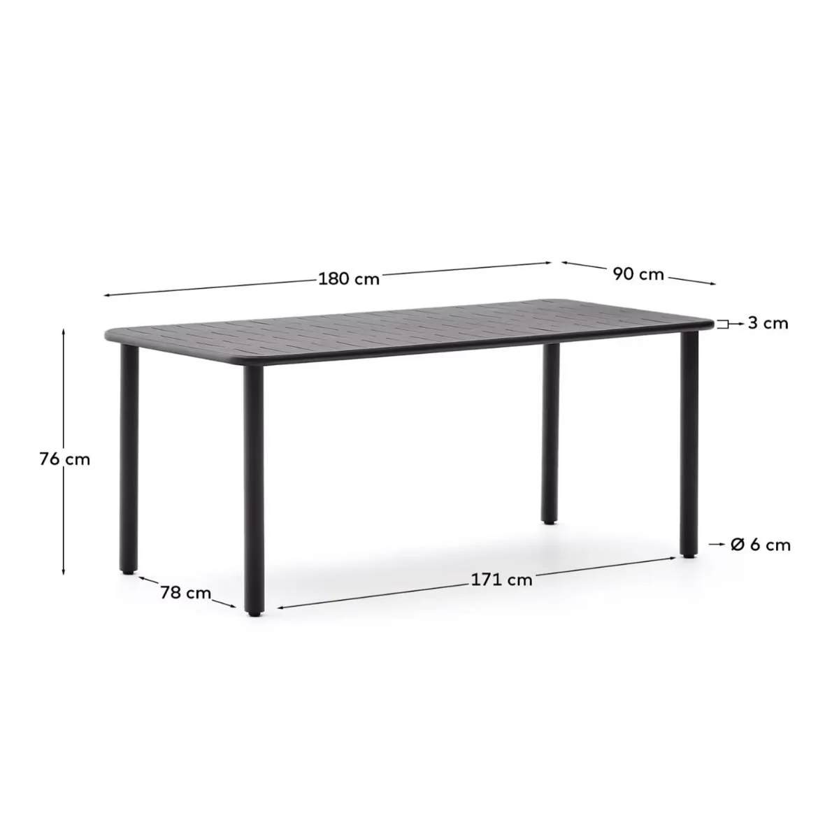 Kave Home Brai outdoor table in taupe galvanised steel 180 x 90cm - Image 22