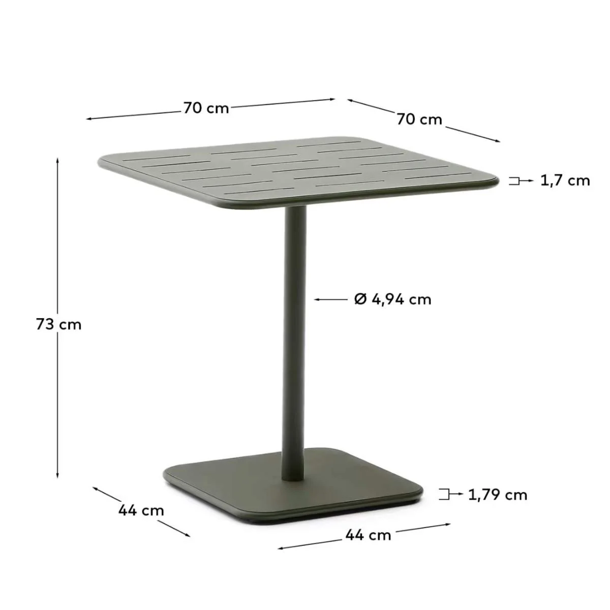 Kave Home Brai outdoor table in burgundy galvanised steel 70 x 70cm - Image 25