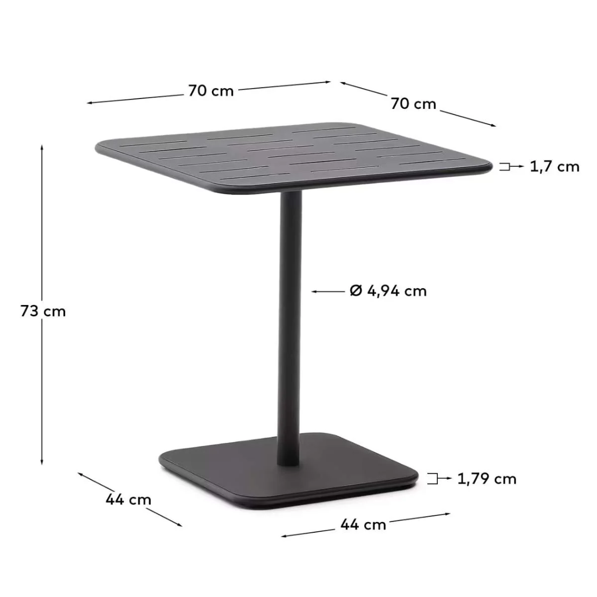 Kave Home Brai outdoor table in burgundy galvanised steel 70 x 70cm - Image 30