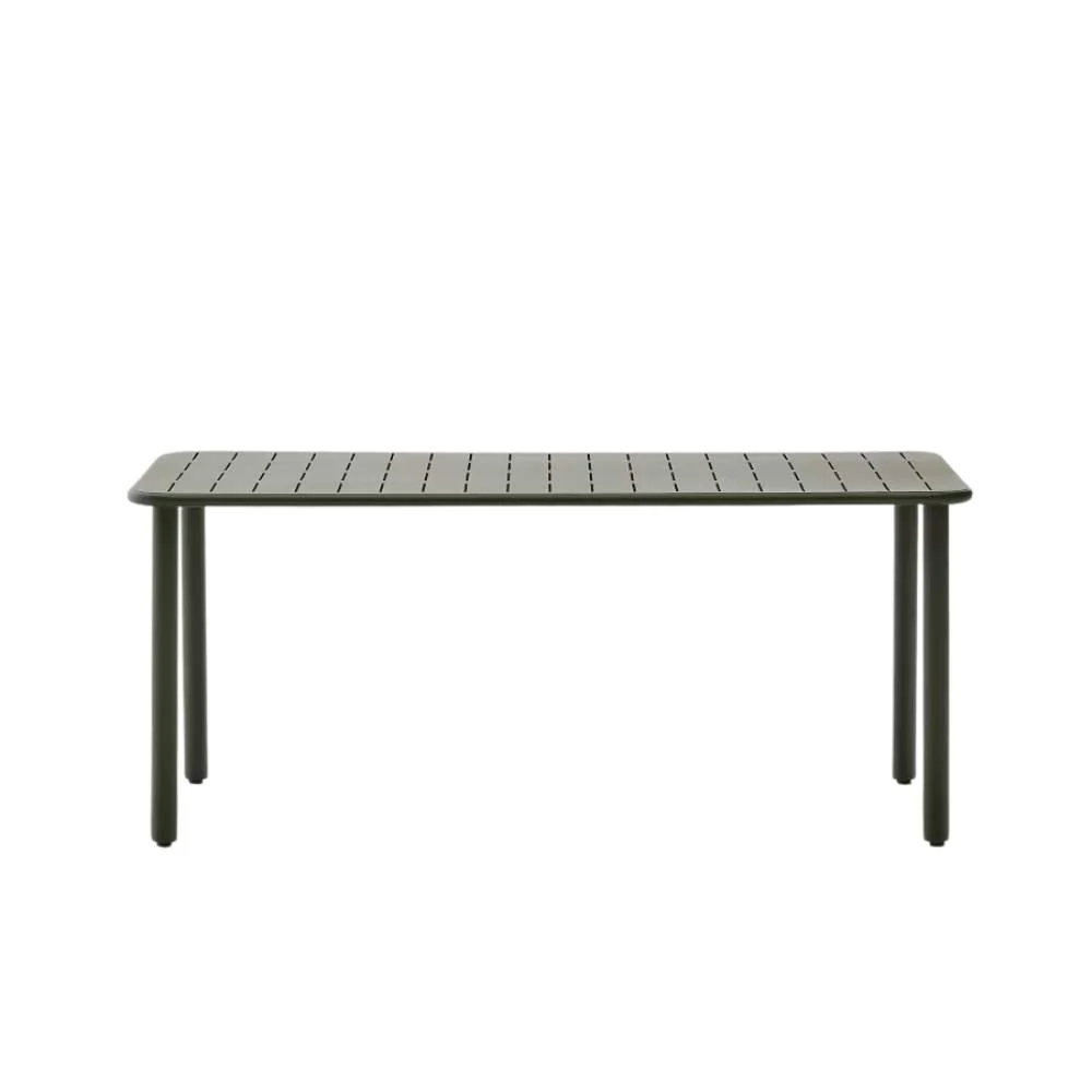 Kave Home Brai Outdoor Table in Green Galvanised Steel – 180 x 90cm