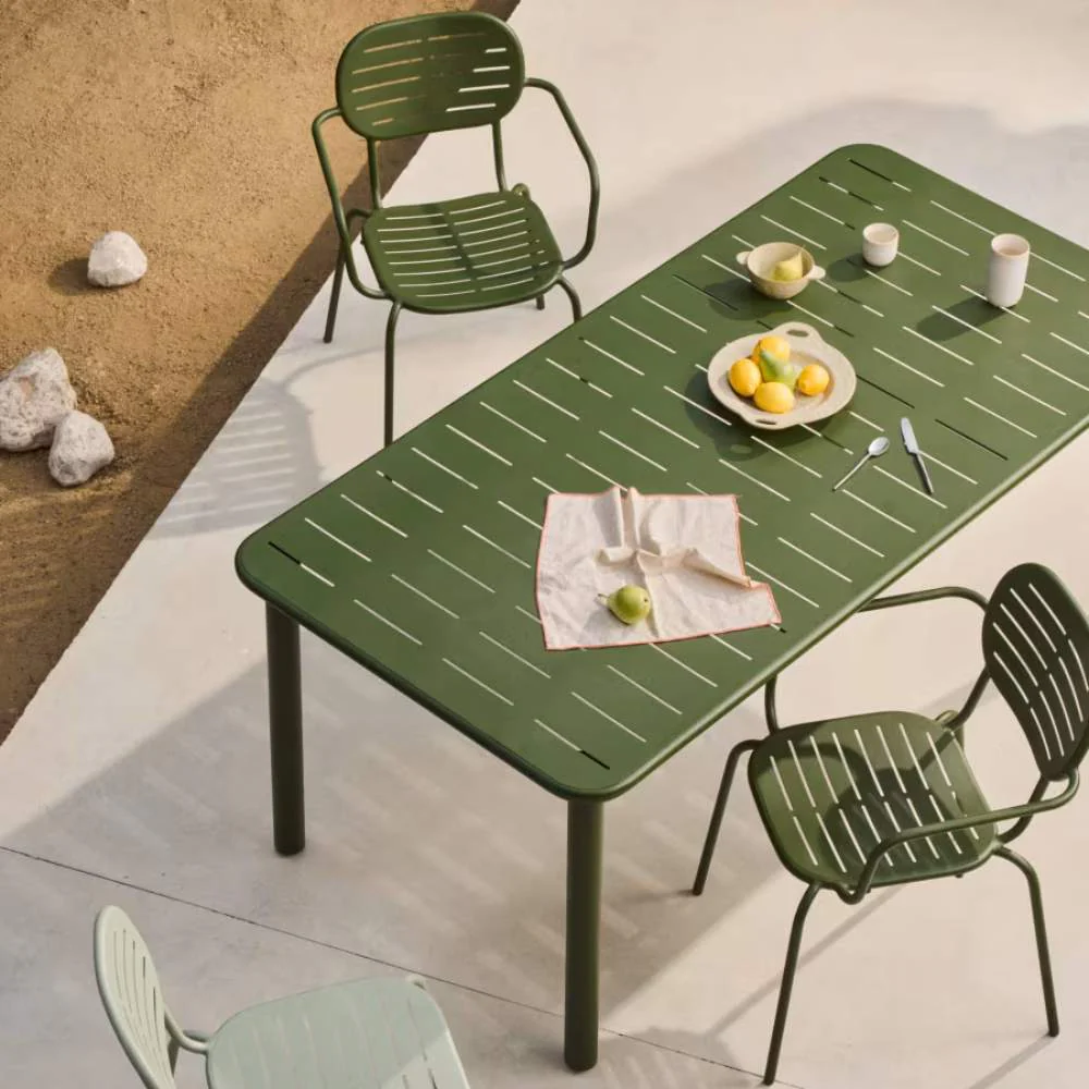 Kave Home Brai Outdoor Table in Green Galvanised Steel – 180 x 90cm - Image 6