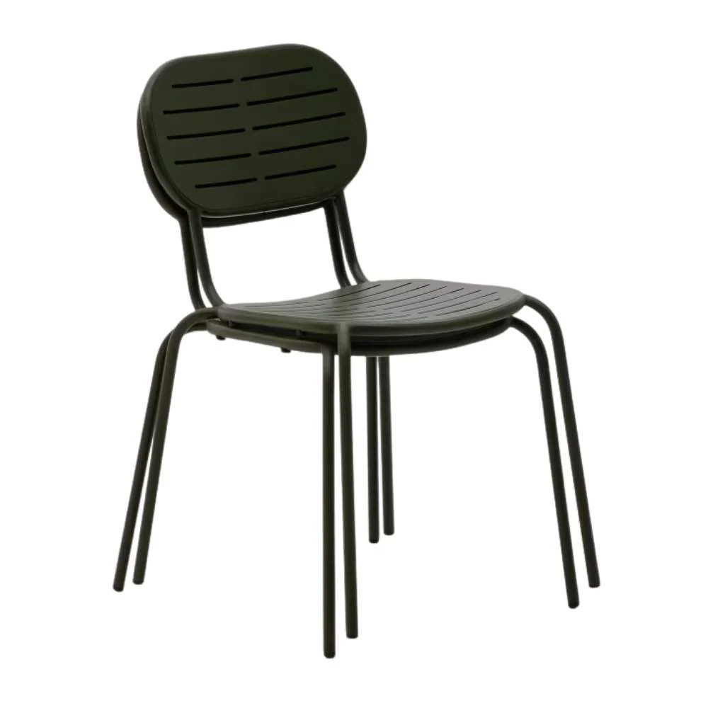 Kave Home Brai Stackable Outdoor Chair in Green Galvanised Steel - Image 5
