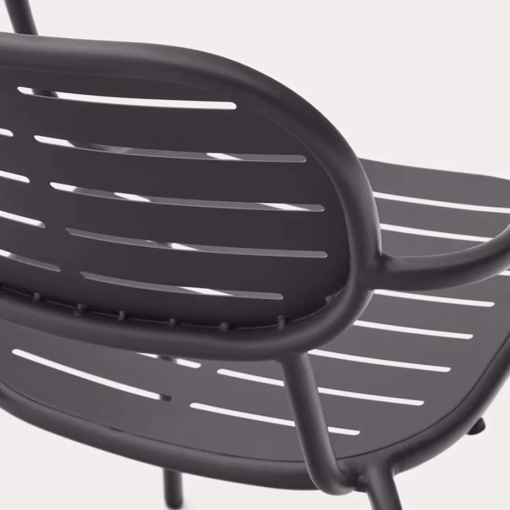 Kave Home Brai Stackable Outdoor Chair with Armrests in Dark Grey Galvanized Steel - Image 7
