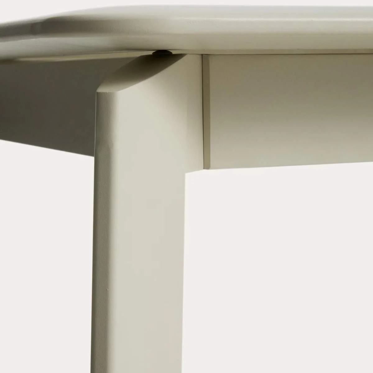Kave Home Set with Brela extendable table in ecru aluminium and 6 stackable Canea chairs in ecru aluminium and beige texteline 205(287)x100 cm - Image 5