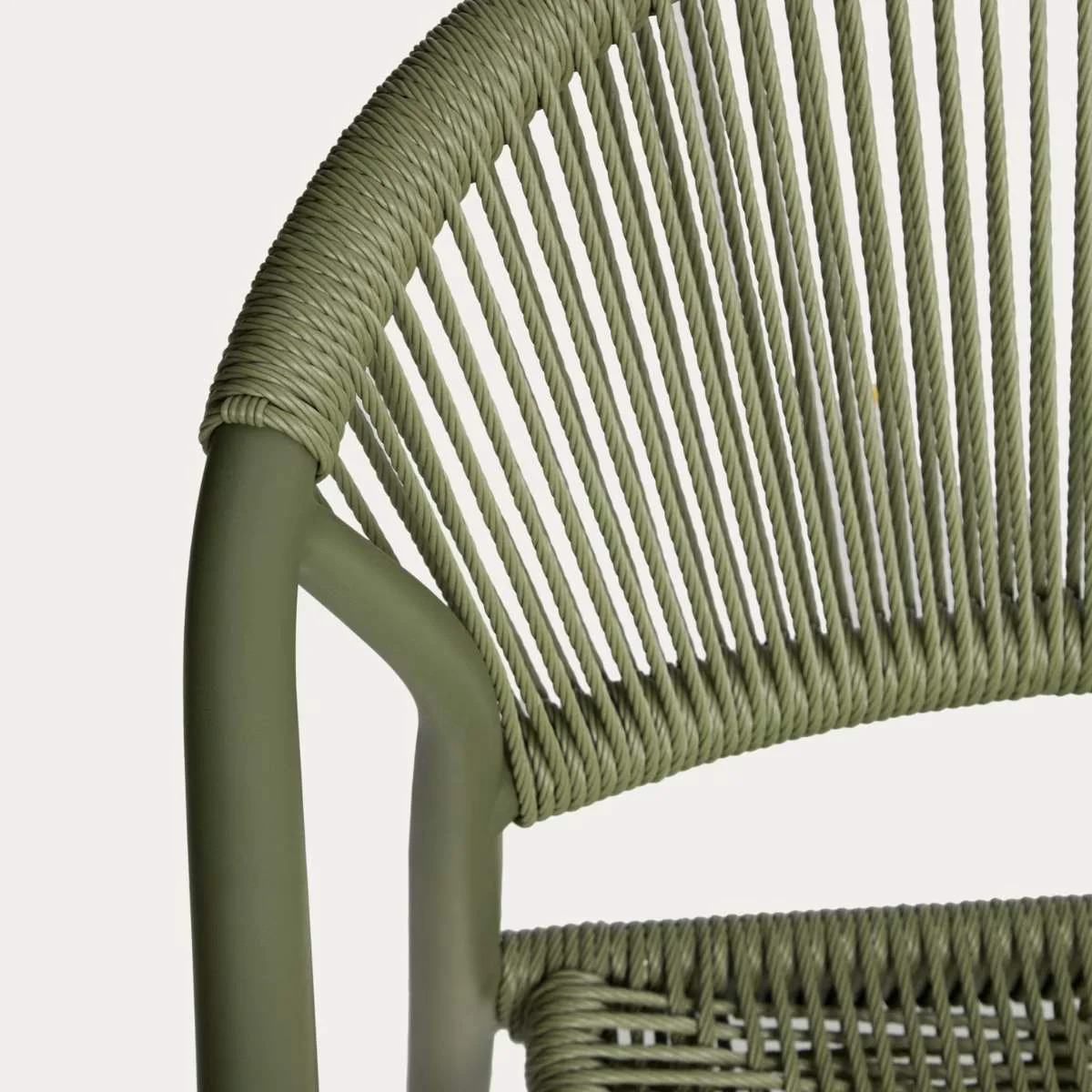 Kave Home Set with Brela aluminium extendable table and 6 Livadia stackable chairs in ecru aluminium and synthetic rope cord 205(287) x 100cm - Image 10