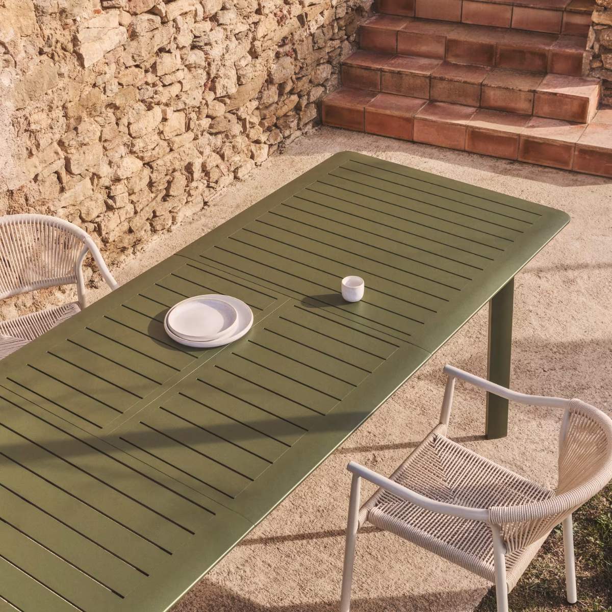 Kave Home Brela green extendable aluminium table 205(287) x 100cm - Image 23
