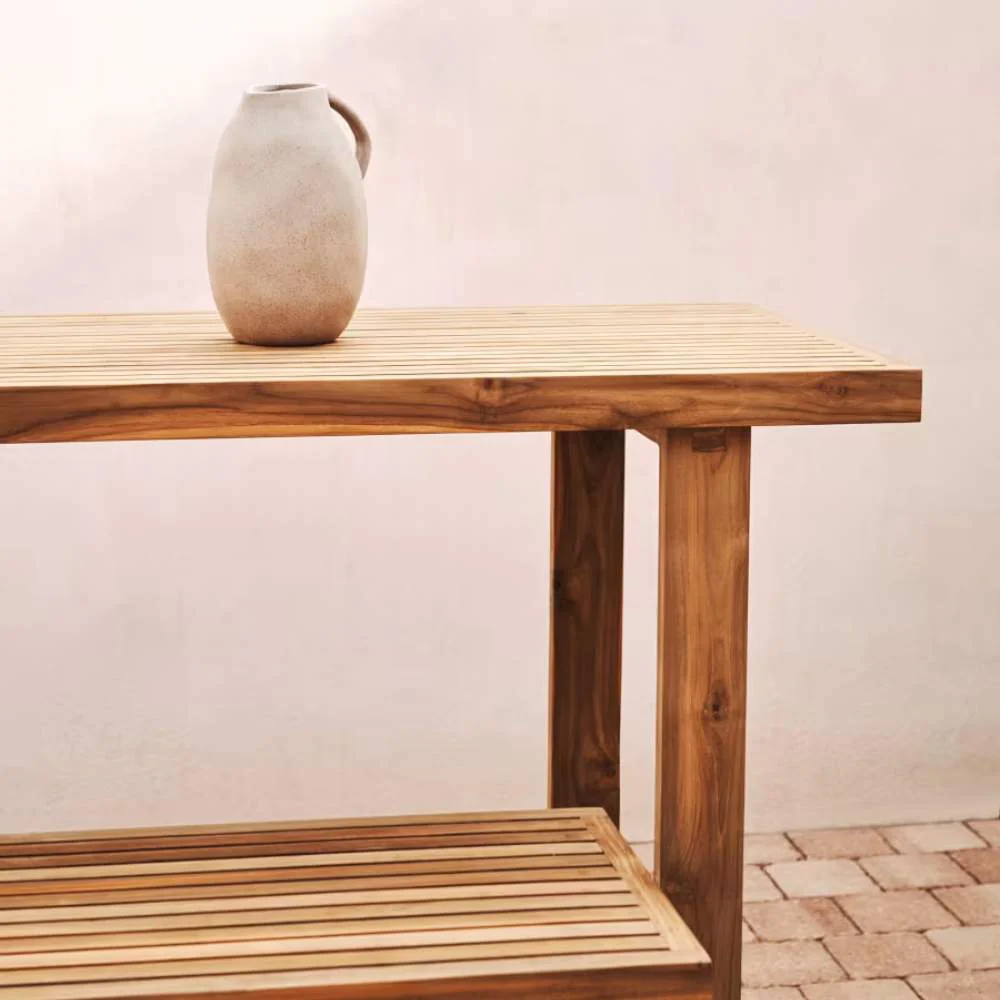 Kave Home Canadell 100% Outdoor Solid Recycled Teak Bar Table, 140 x 70 cm - Image 4