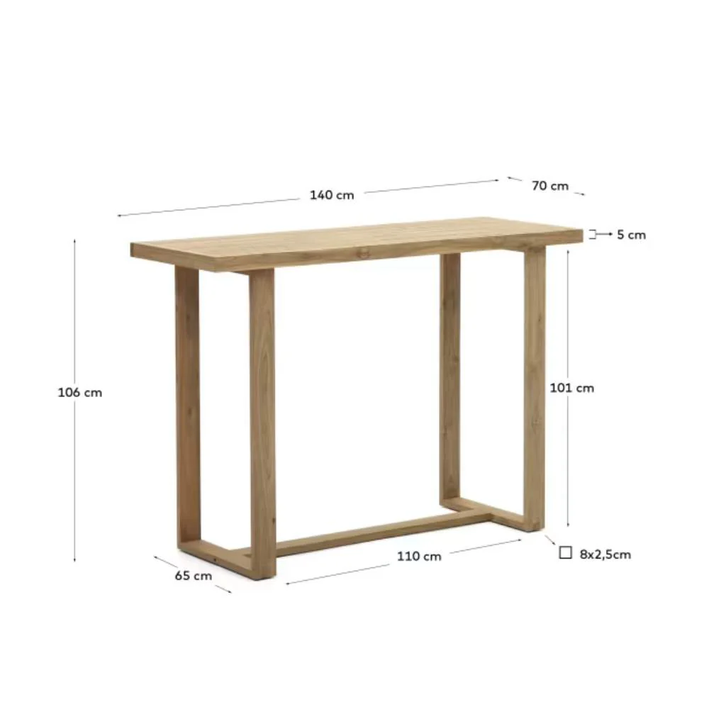 Kave Home Canadell 100% Outdoor Solid Recycled Teak Bar Table, 140 x 70 cm - Image 6