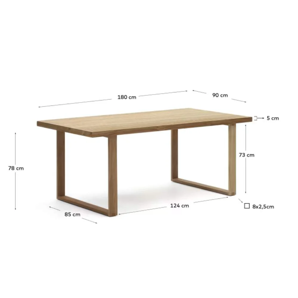 Kave Home Canadell 100% Outdoor Solid Recycled Teak Table, 180 x 90 cm - Image 6