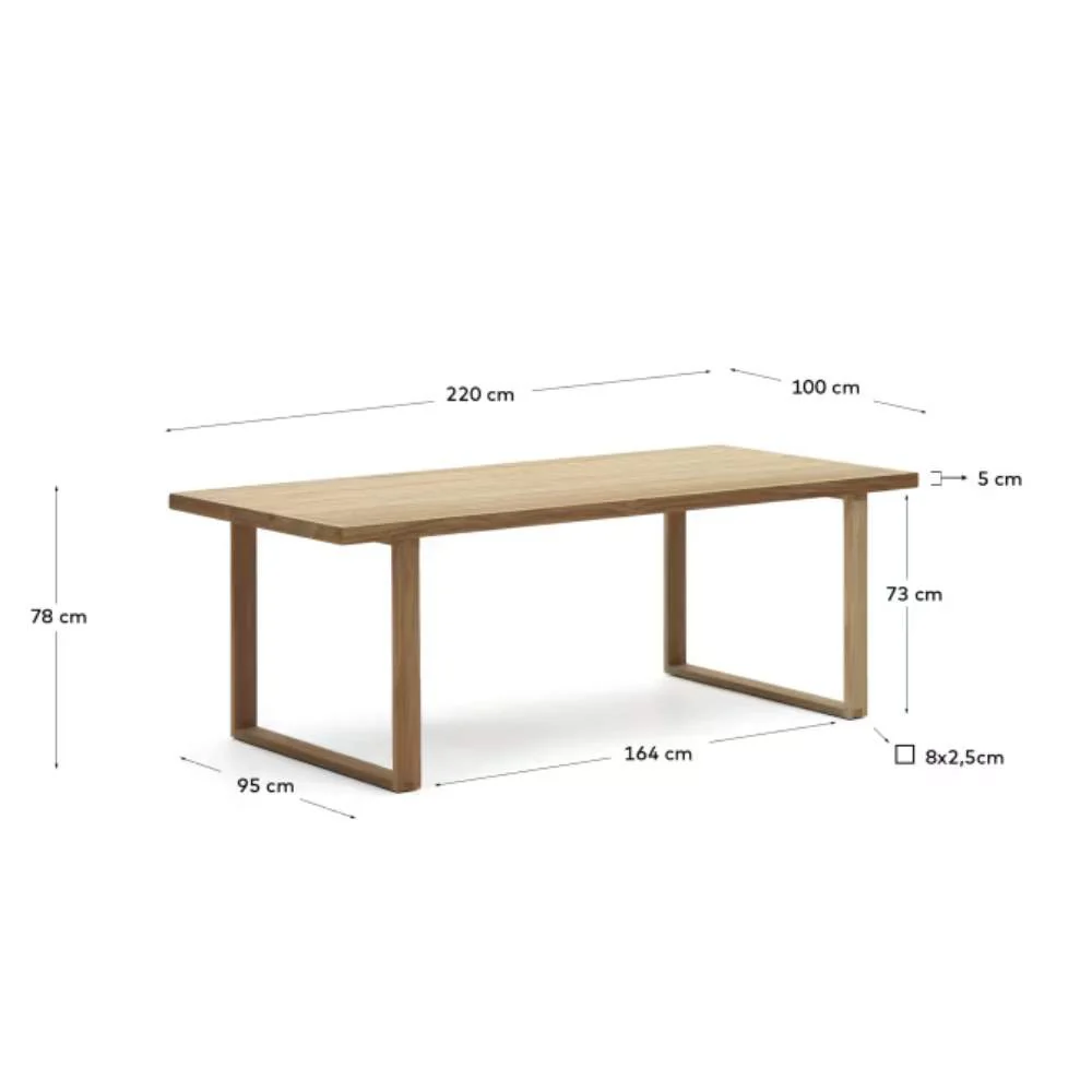 Kave Home Canadell 100% Outdoor Solid Recycled Teak Table, 220 x 100 cm - Image 9