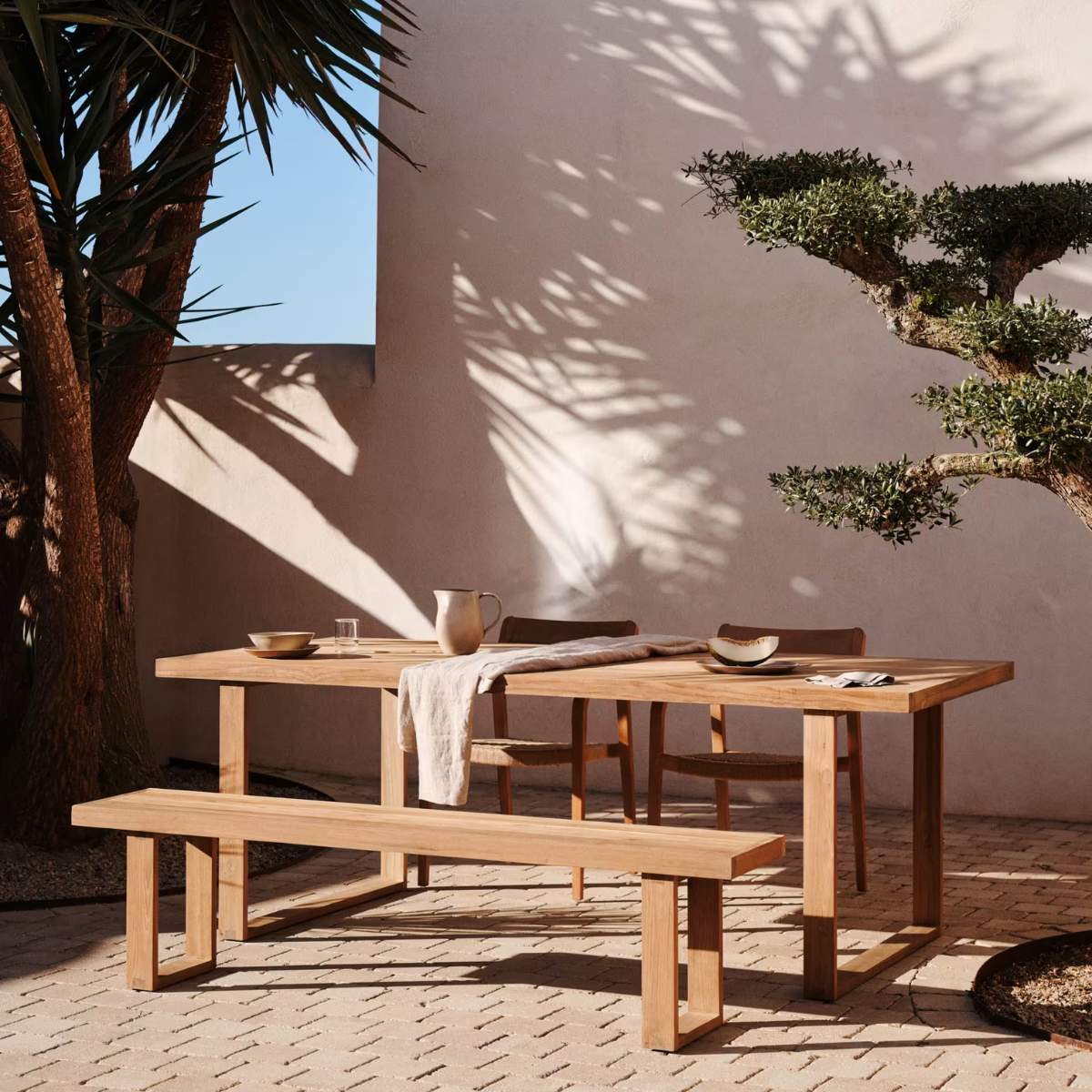 Kave Home Canadell 100% outdoor solid recycled teak bench, 210 cm - Image 6