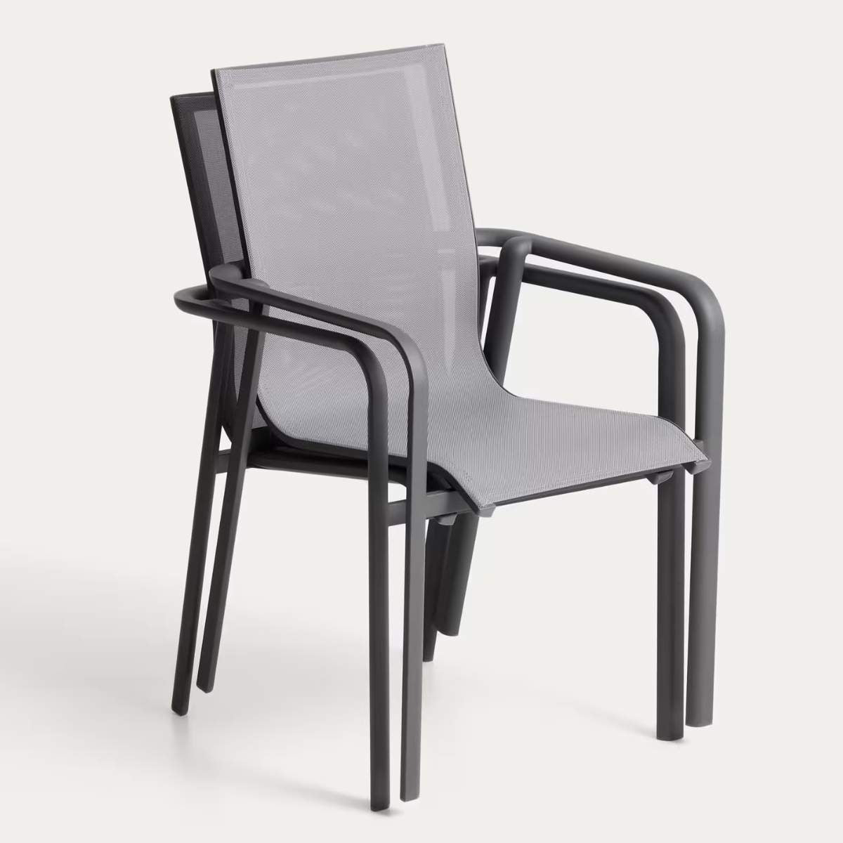 Kave Home Canea stackable outdoor chair in beige texteline and ecru aluminium - Image 20